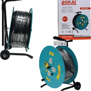 Bonai 100m Heavy Duty Cable Reel – High Power Extension Cord with Thermal Overload Protection, Dur
