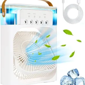 AWH Portable Air Conditioner, 900ML Cooler Fan with Ice Tray, 5 Mist Modes, 7 Lights, 8H Timer