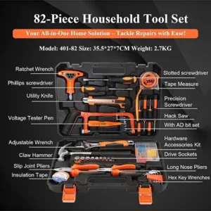 RWRW General Household Hand Tool Kit Portable Combination Mixed Tool Set for Car Home Auto Repair 7 1 org zoom 17 7