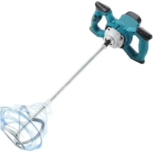Generic Electric Paint Mixer, Handheld Power Mortar Mixer with Dual Handle, Teal