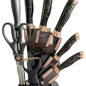 Generic Professional 9-Piece Kitchen Knife Set with Acrylic Block & Sharpener