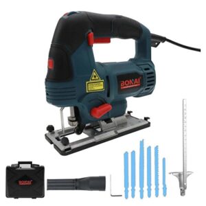 Bonai Jigsaw Cutter - 6-Speed Variable, LED Light, Laser Guide, Titanium Blade For Wood PVC an