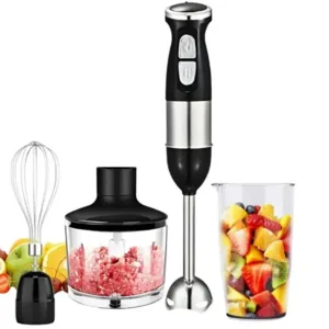 SLIVERS CRIEST Hand Blender 4-in-1, Dual Speed, Stainless Steel, with Whisk, Chopper, Beaker| Flare Gadgets