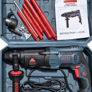 BOSS Rotary Hammer Drill Machine Kit – Heavy Duty Electric Hammer Drill with Accessories, Carry Case & Side Handle