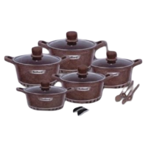 Telford Insignia Granite Cookware Set - 17 Pieces | Non-Stick, Scratch-Proof Kitchen Casserole & Cooking Set with Lids and Utensils