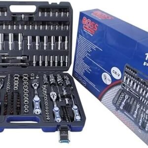 Boss Professional Socket Set, Black and Blue 172-Piece, Chrome Vanadium Steel, Complete Hand Tool Kit