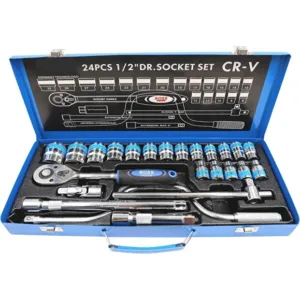 boss life style Metric 1/2'' Drive Socket Set, 24pcs Ratchet Wrench Tool Set, 10pcs 10-24mm Metric D
