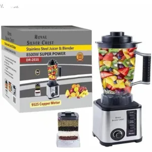 Generic 2-In-1 Blender, 6000W 2.5L Capacity And 0.8L Grinding Bowl With 15-Level Speed Control Stainless Ste