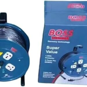 BOSS 7001 Electric Cable Reel, 50 Metre, Multi-Plug with Protector, Germany Technology